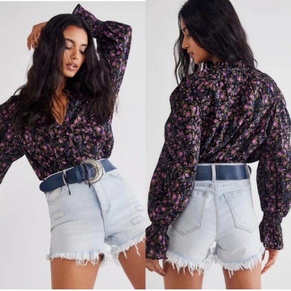 Free People Tops - FREE PEOPLE Meant To Be Floral Print Prairie Cottagecore Boho Blouse Top